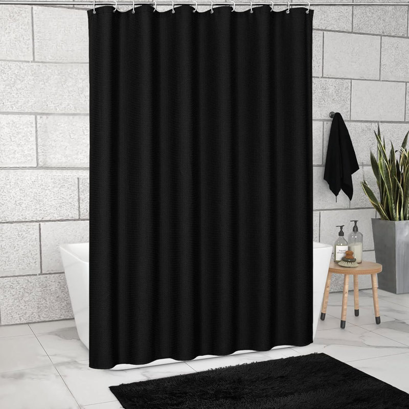 Rideau de douche simple + crochets, Noir