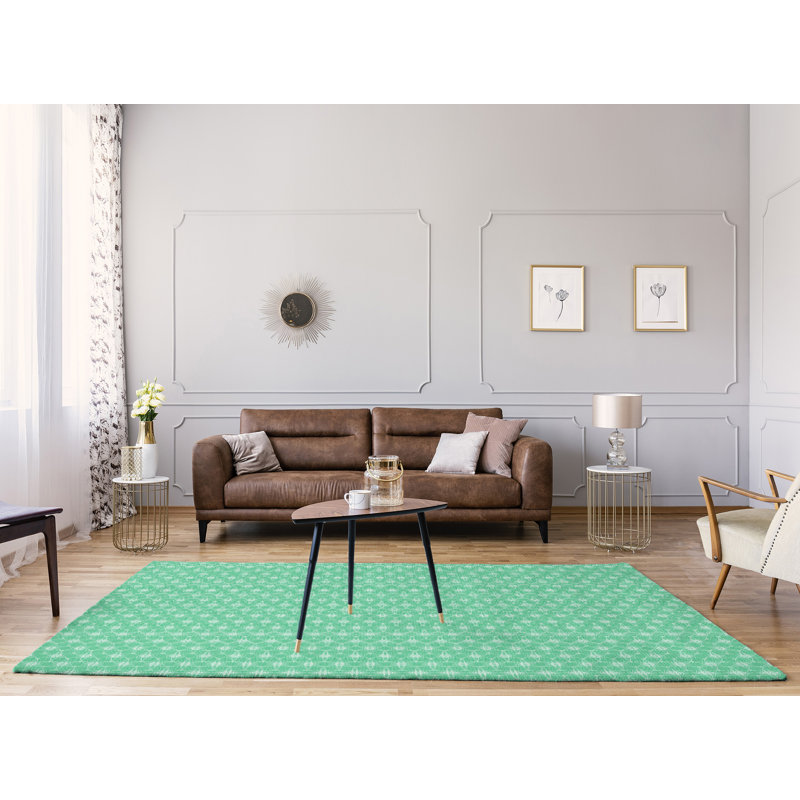 Tapis de zone verte cercles ornés, Rectangle 8 pi x 10 pi