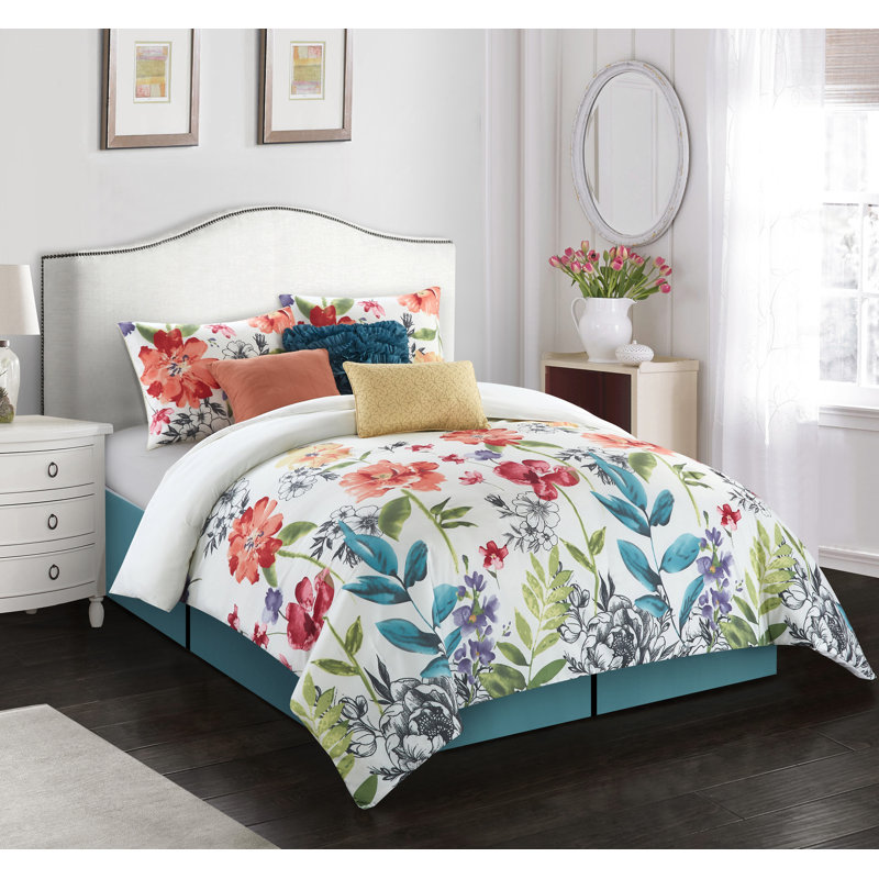 Floral Bouquet Multicolor Queen Reversible Comforter Set