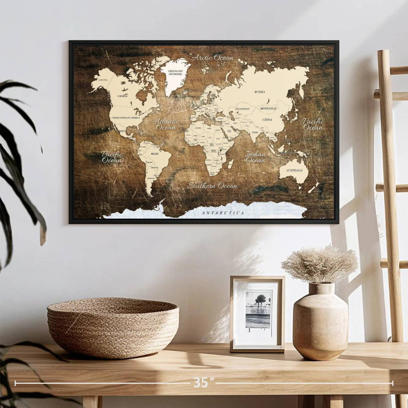 Carte rétro sur bois Aliaz, H 17 po x l 25 po