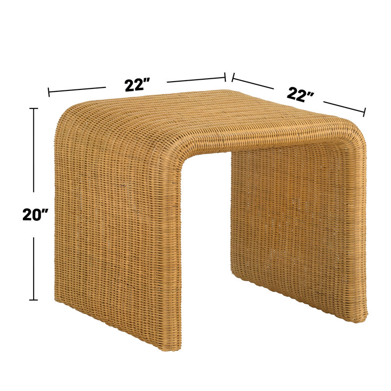 Ensemble 2 pièces table basse et table de bout en rotin naturel
