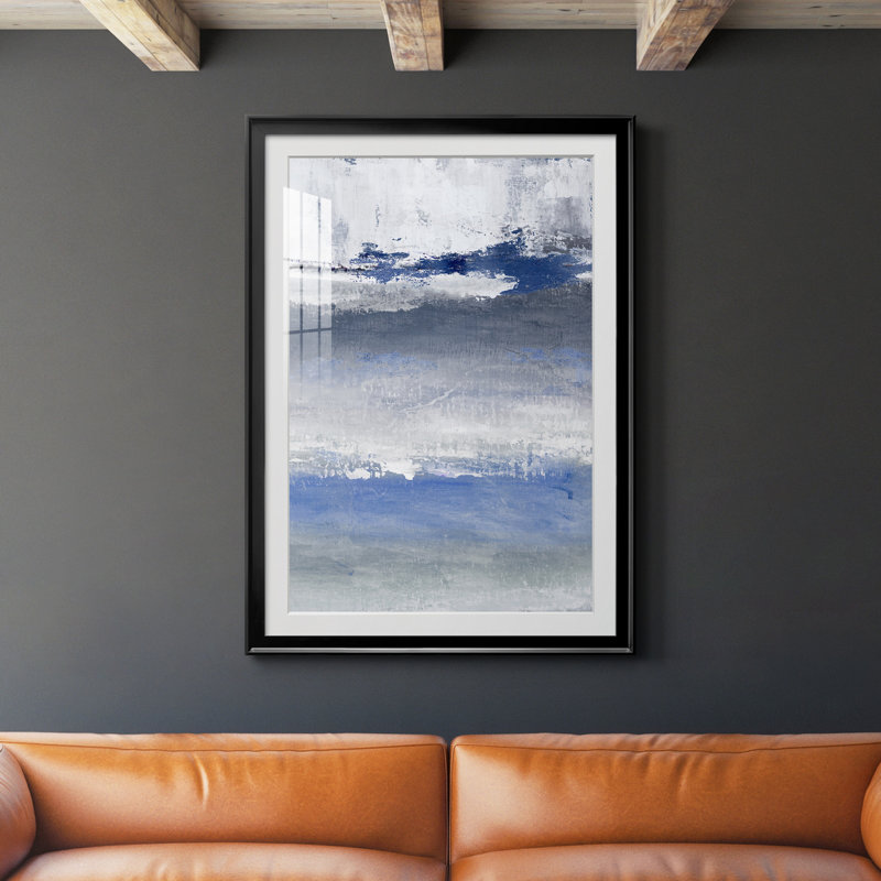 Soft Solace Indigo - Cadre photo, reproduction d'art sur papier, H 30,5 po x l 42,5 po x P 1,5 po, Noir