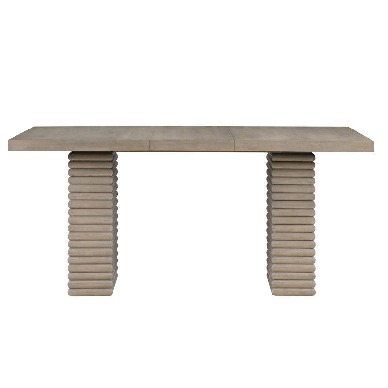 Greige Extendable Rectangular Wood Counter Height Table