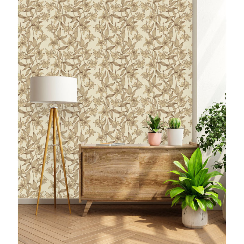 Panneau de papier peint auto-adhésif L 18,75 pi x l 25 po Vintage Flowers, L 25 po x L 225 po