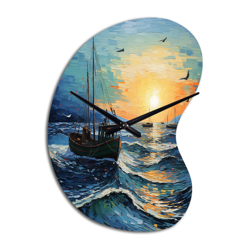 Horloge murale Vangogh Seascape With Fishing III, Grand