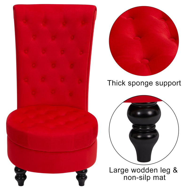 Annig Velvet Side Chair, Red Velvet, 1