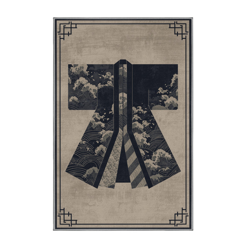 Tapis oriental doux et moelleux de style oriental traditionnel en gris Cortland, 5 x 7