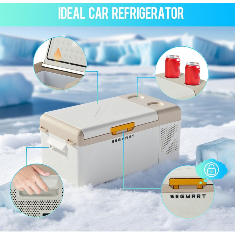 Réfrigérateur portatif pour voiture 60W 15,9L - Glacière compacte pour camping pique-nique Road Trips