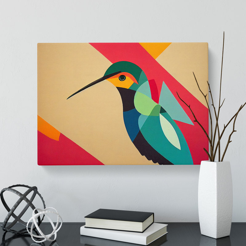 Hummingbird Abstract Art - Wrapped Canvas, 35cm H x 50cm W x 3cm D