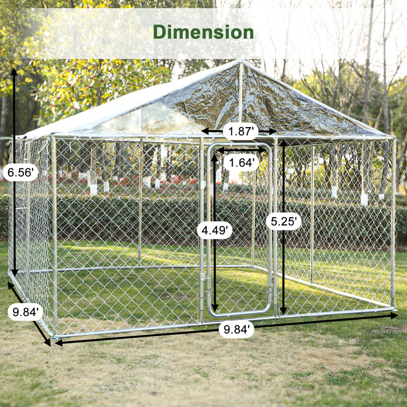 82.7 " H Steel Yard Kennel with Pet Door