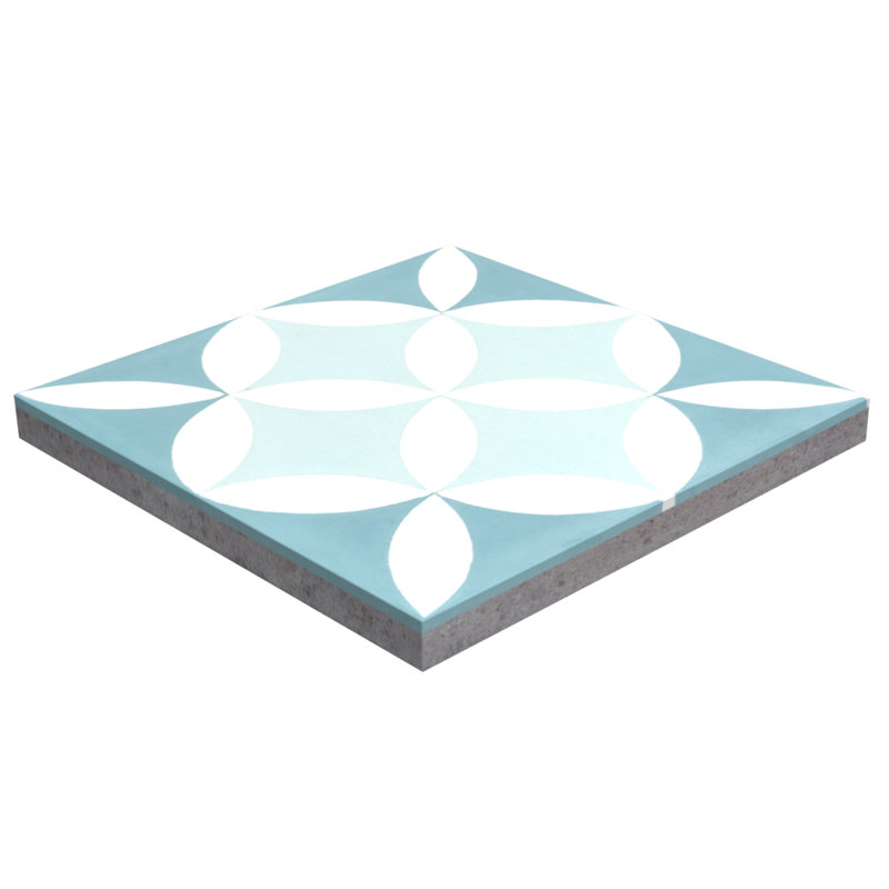 Circulos 8" x 8" Cement Patterned Wall & Floor Tile, Cielo
