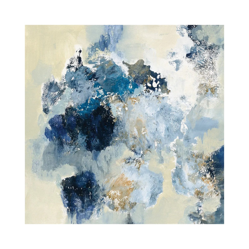 Indigo Monotype by Silvia Vassileva - Wrapped Canvas Painting, 30.48 cm H x 30.48 cm W
