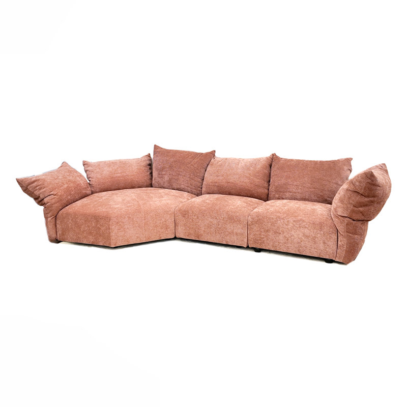 Canapé modulaire Blossom Embrace, Tissu rose, Orienté à gauche (vu de face)