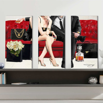 «Cocktail Hour» par Jodi, ensemble de 3 reproductions d'art sur toiles tendues