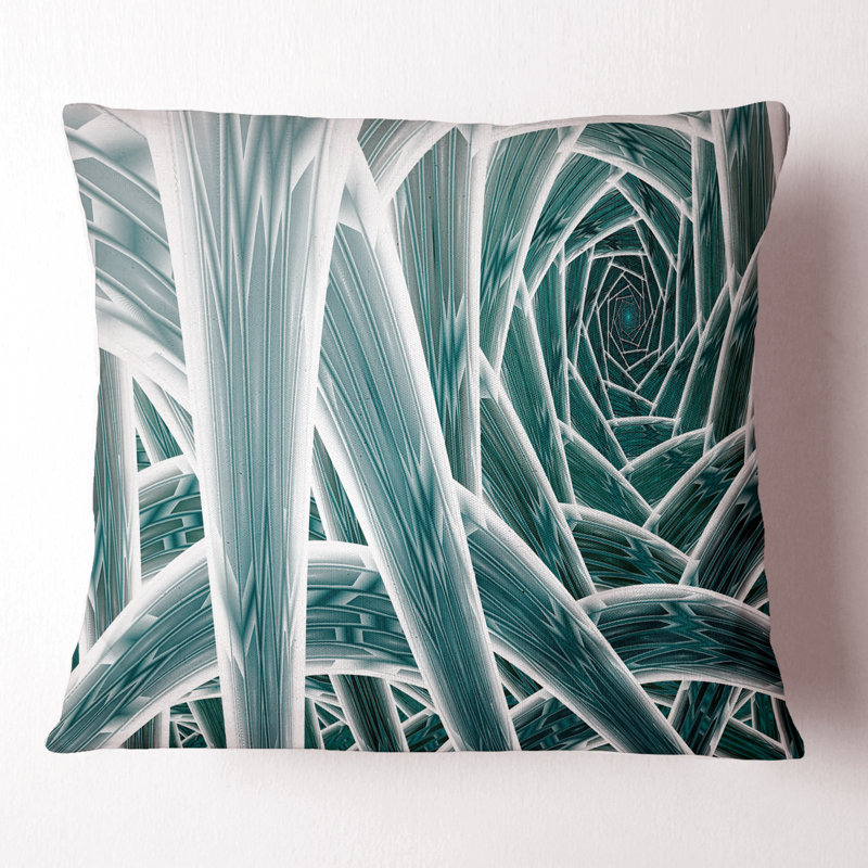 Fractal Endless Tunnel - Coussin imprimé abstrait, 18 po x 18 po, Coussin décoratif, Bleu