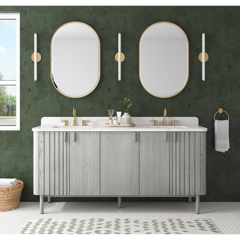 Blakely 72'' W Double Bathroom Vanity Base, Gray