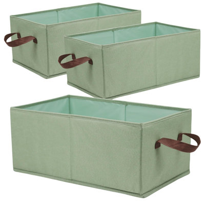 3PCS Closet Organizers And Storage, Collapsible Storage Bins, Sturdy Wardrobe Clothes Organizer, Closet Organizers Shelf Baskets (Green)