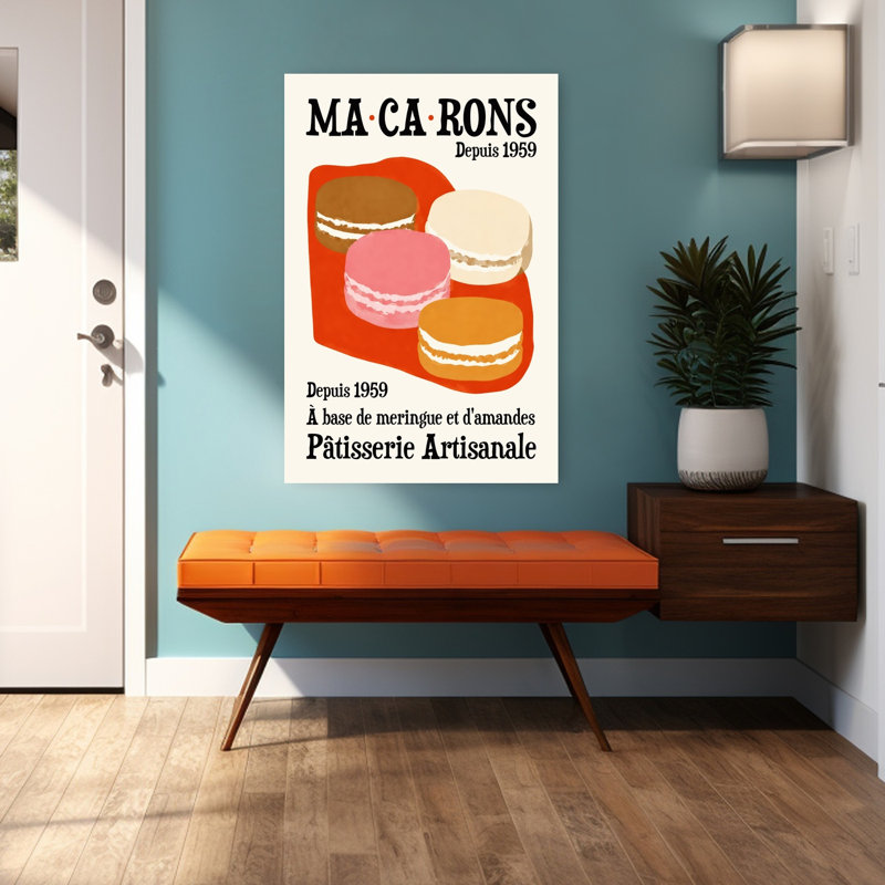«Macarons Patisserie Artisanale», impression murale délicate colorée classique, H 48 po x l 32 po