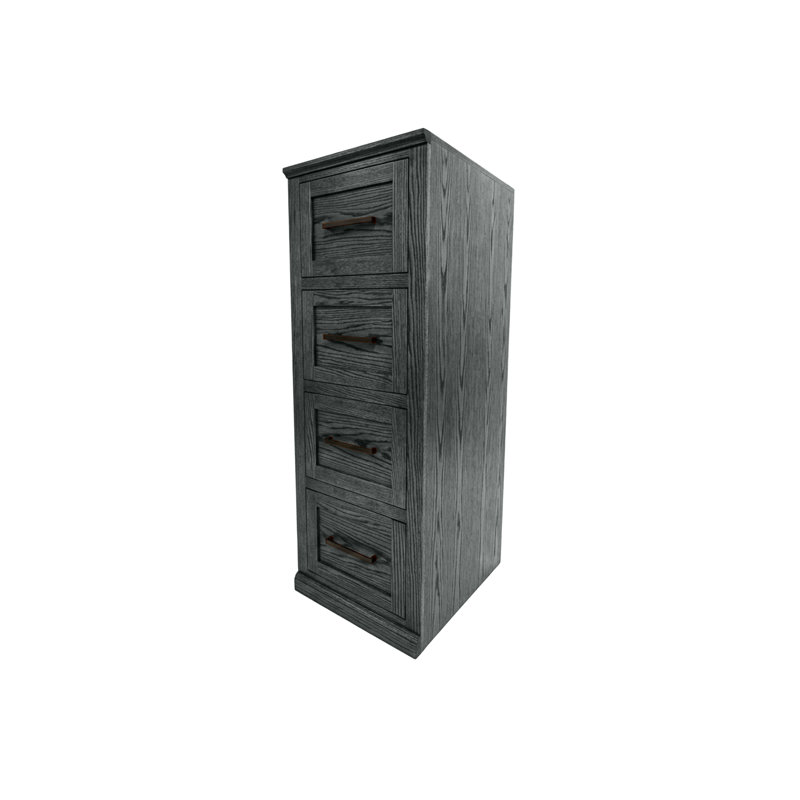 Tradtional Shaker Solid Wood 4 Drawer File Cabinet, Iron Ore