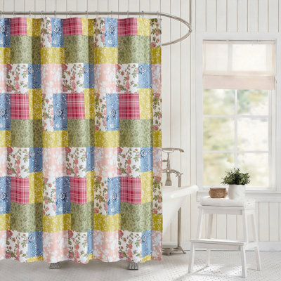 Farmhouse Florals Patchwork Printed Fabric Shower Curtain