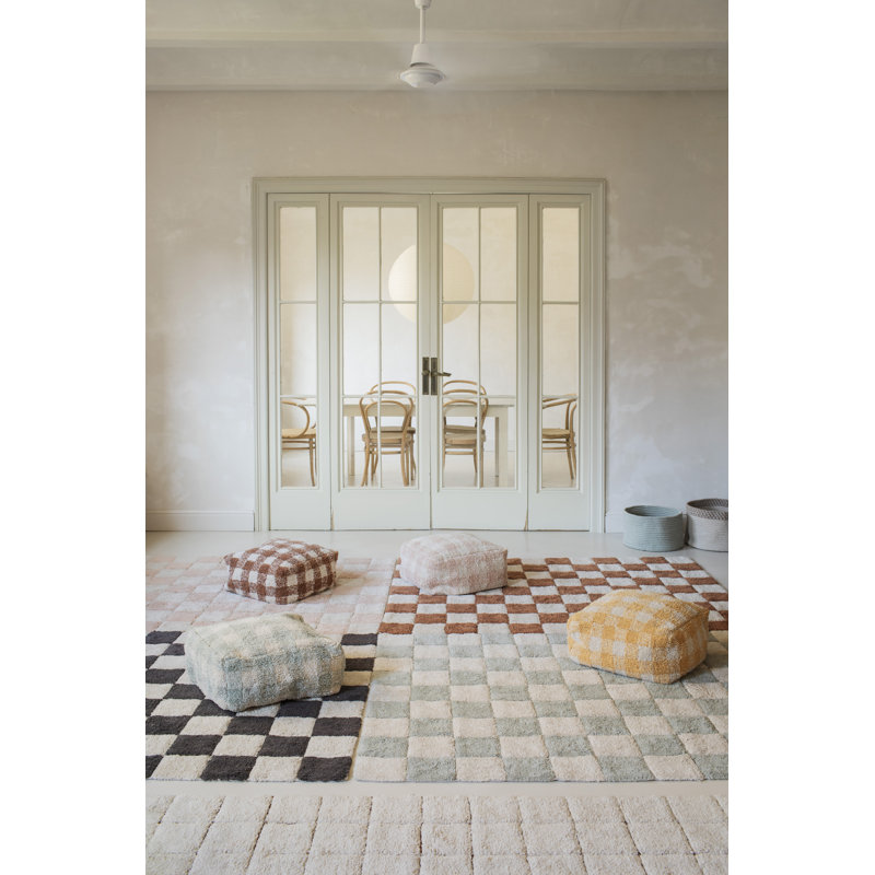 Tapis rectangulaire en coton tissé à la main Little Chefs, Rectangle 4 pi 7 po x 6 pi 7 po