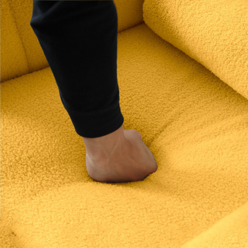 Méridienne capitonnée de 30 po de largeur, Tissu jaune