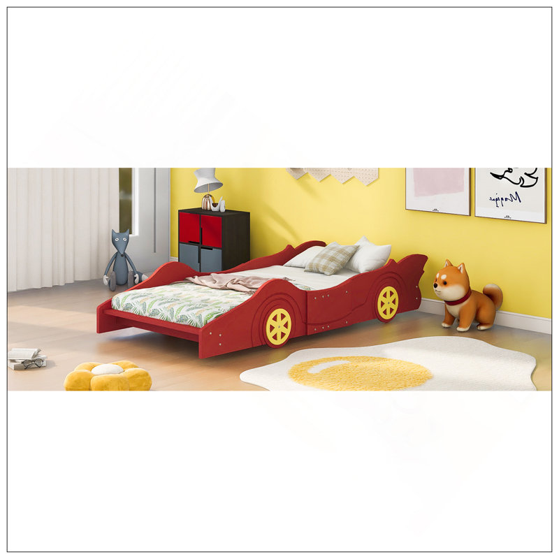 Lit plateforme avec roulettes Race, Lit simple, Rouge