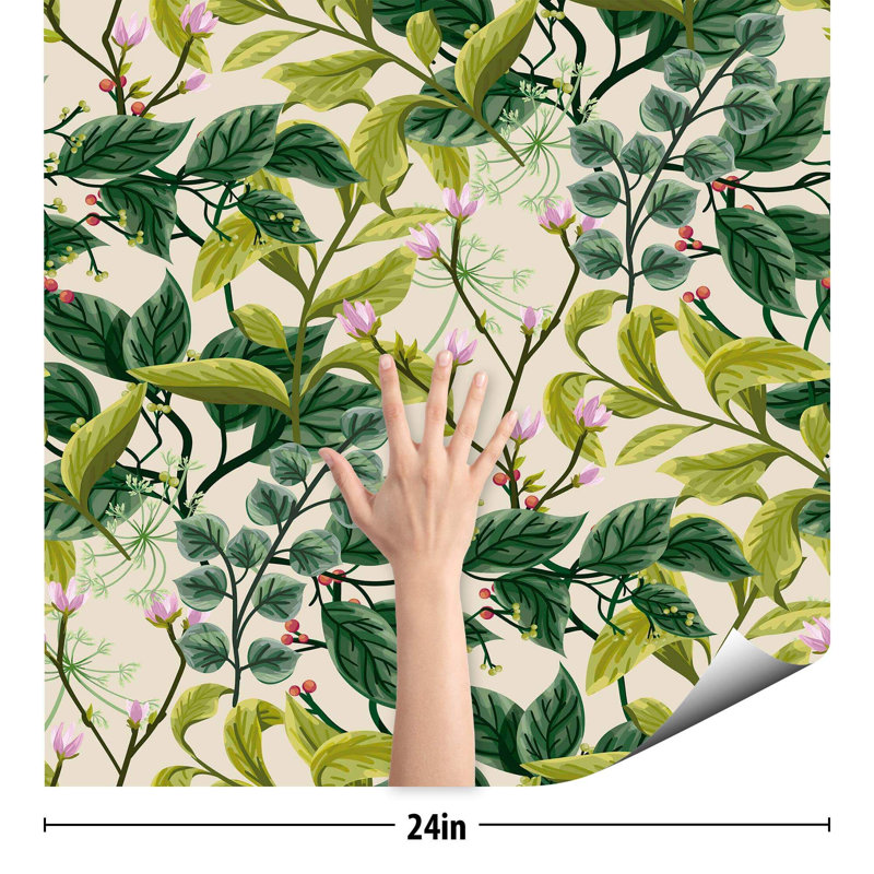 Iginio Peel & Stick Floral Tile, 48" L x 24" W