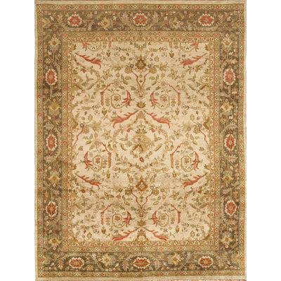 Tapis oriental rectangulaire en laine noué à la main brun / beige / rouge