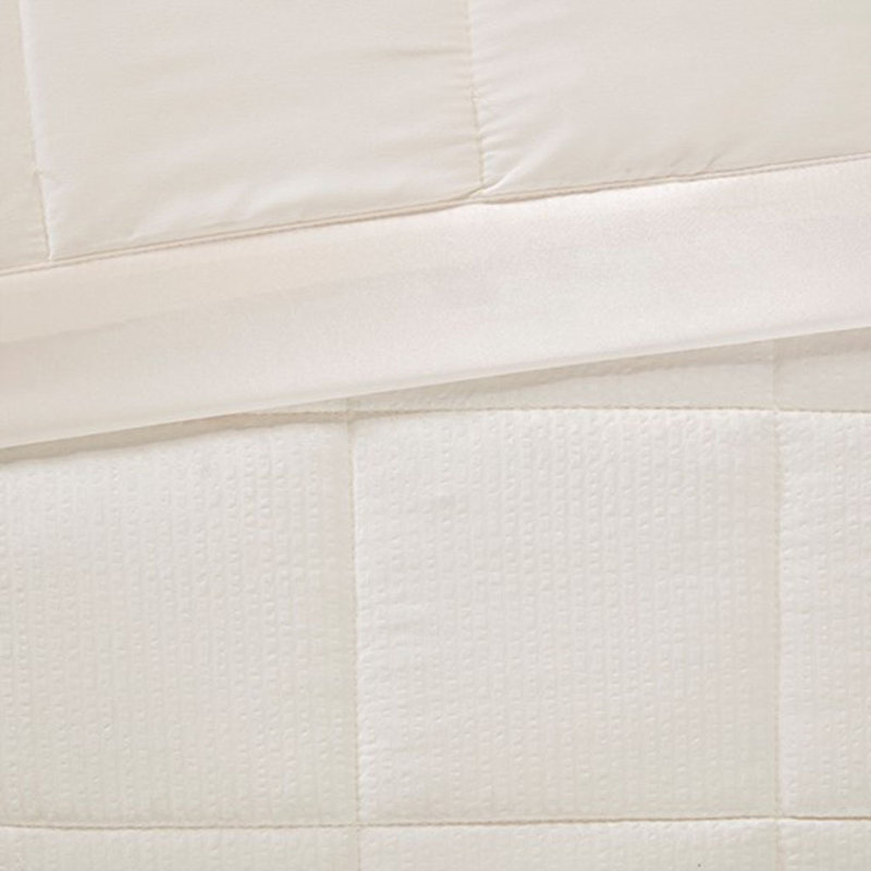 Très grande couverture en duvet synthétique avec bordure en satin, Lit double, Ivoire ivoire