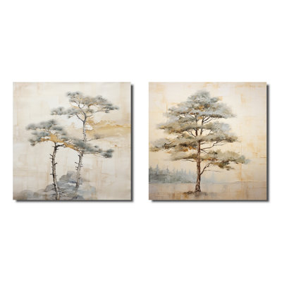 Ensemble de 2 colliers carrés en pin beige Tranquility III