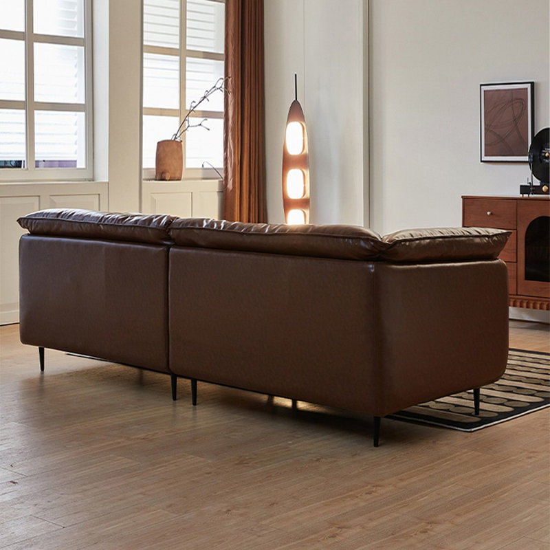 Brown Genuine Leather Modular Sofa cushion couch