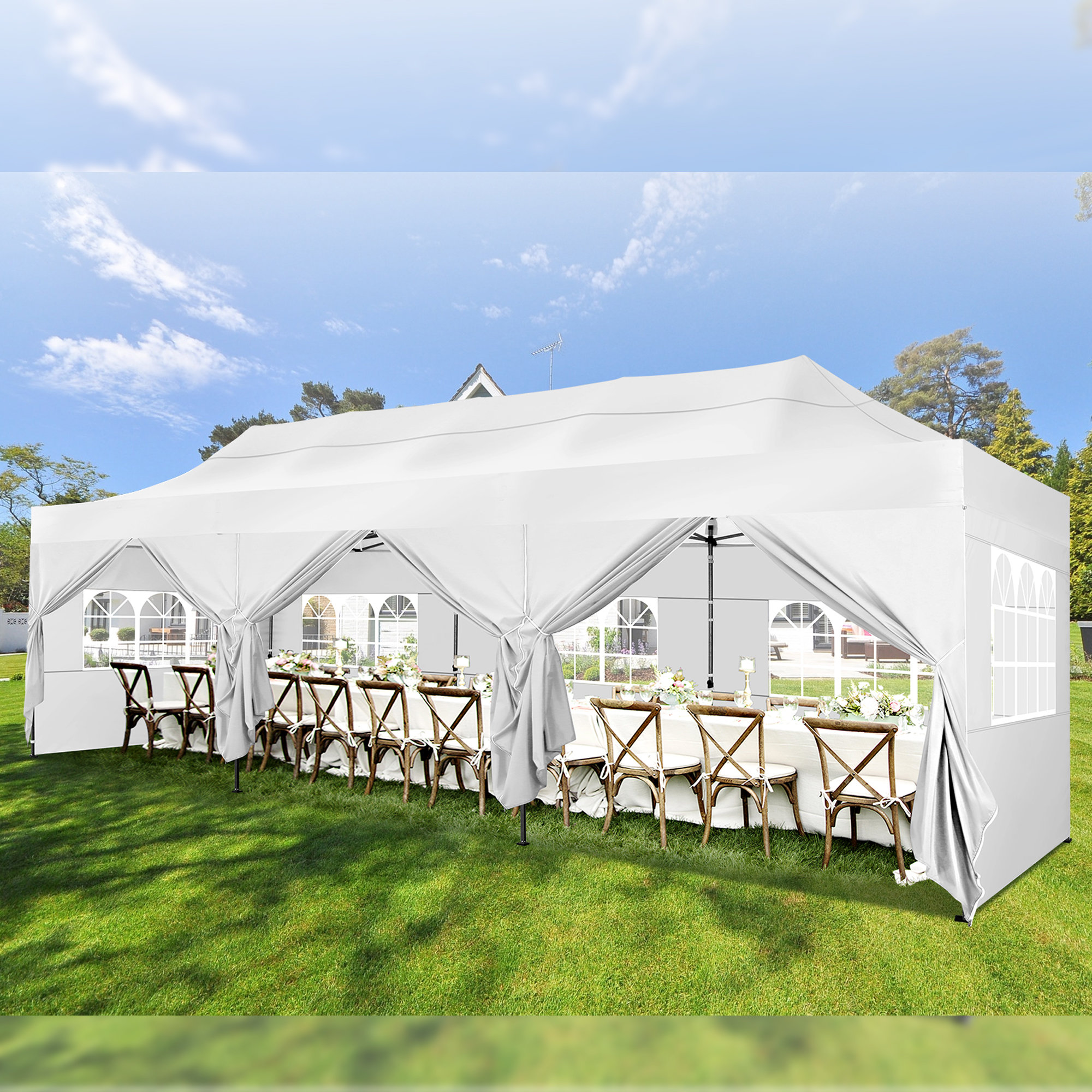 10 ft. x 10 ft. 5-Pieces Red Pop Up Sidewall Canopy Tent of