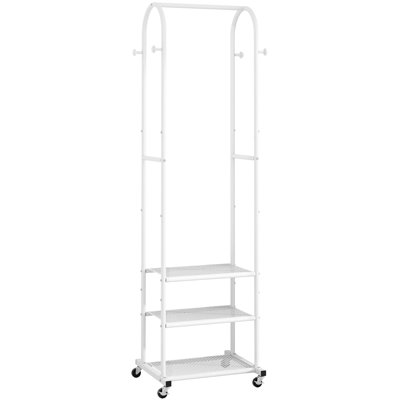 Support à vêtements avec roulettes eavy Duty, support à vêtements moderne avec 3 tablettes en métal, support de présentation de 71,8 pouces pour suspendre les vêtements, tringle pour petits espaces