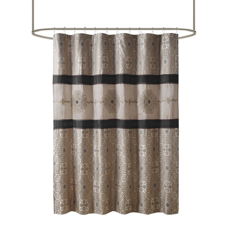 Embroidered Shower Curtain, Black