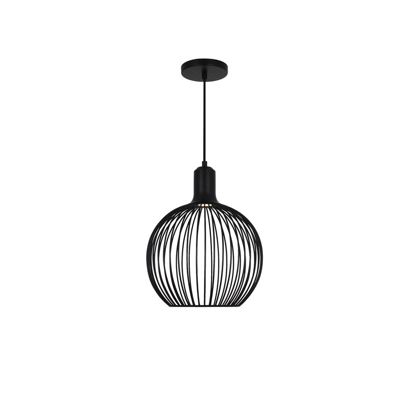 Luminaire suspendu cage sphérique à DEL Orland - noir mat - l 12 po x H 15,25 po, L 12 po x H 15,25 po