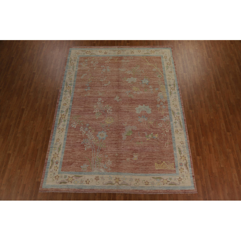 Tapis oriental Oushak à teinture végétale noué à la main 9 x 12