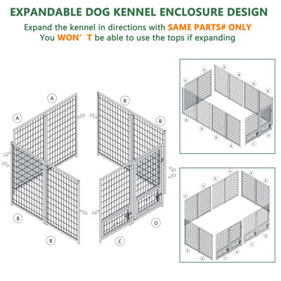Veikous Outdoor Dog Kennel with Rotating Feeding Door, Dog Enclosure ...