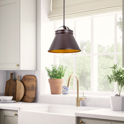 Bartonville 1-Light 13"Dia. Cone Pendant in Brass