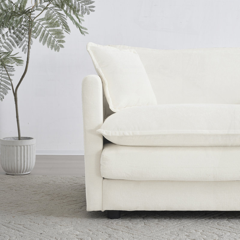 Ensemble de chaises avec accoudoirs rembourrés Chenille, Ivoire ivoire