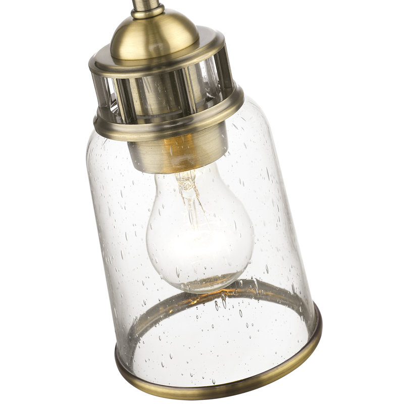 Luminaire suspendu cylindrique simple à 1 lumière Derrick, Laiton antique