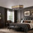 42'' Modern LED Chandelier, Smoked Gray Glass Pendant Light with Adjustable Color Temperature