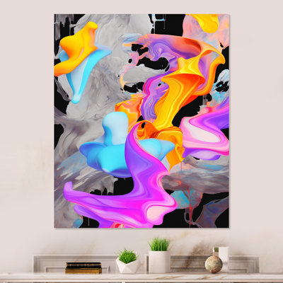 Peinture rose et bleue Fusion III - Art mural abstrait en métal