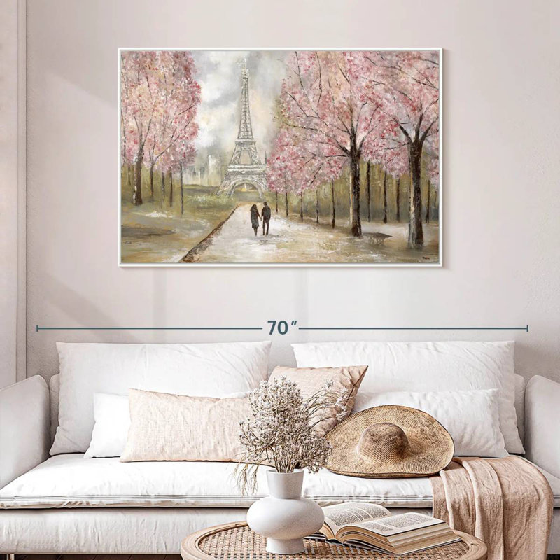 Balade à Paris, Cadre flottant blanc, 46 po x 31 po