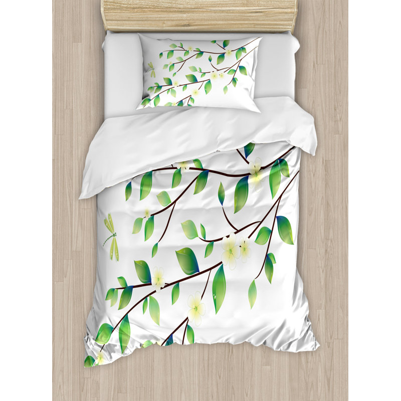 Housse de couette libellule, Housse de couette simple + 1 taie décorative