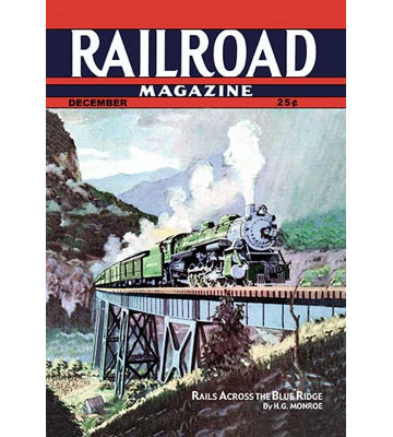 Magazine ferroviaire : rails à travers la saillie bleue, 1943 affiche rétro
