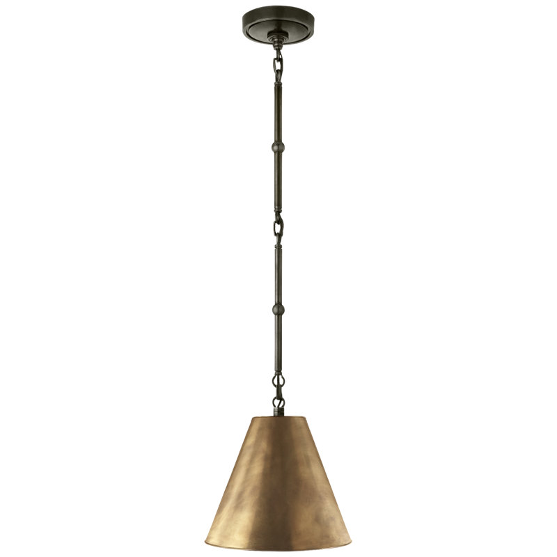 Thomas O'Brien Goodman Small Hanging Light, Bronze, Antique Brass, 12" H x 10" W x 10" D