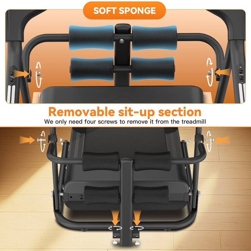 Tapis roulant pliable robuste de 3,5 ch avec inclinaison et banc assis