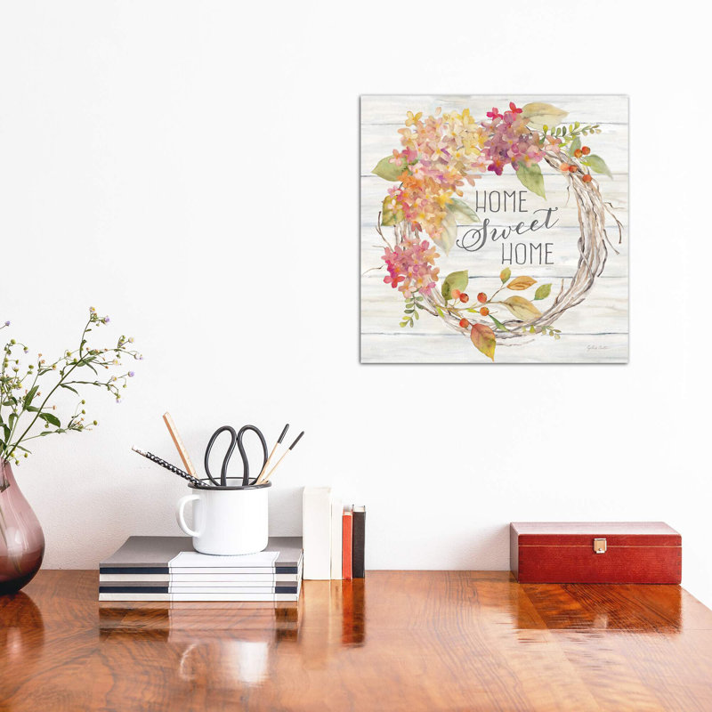 Farmhouse Hydrangea Wreath Spice I Home by Cynthia Coulter - Wrapped Canvas Print, 45.72 cm H x 45.72 cm W x 1.91 cm D