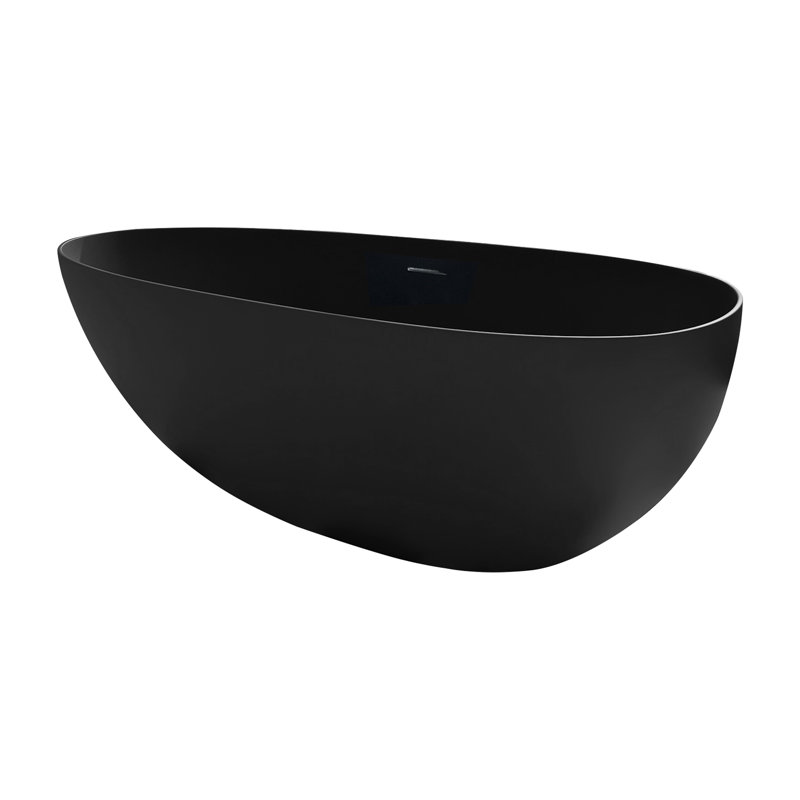 Modern Noir 66.93'' x 33.46'' Freestanding Soaking Solid Surface Bathtub